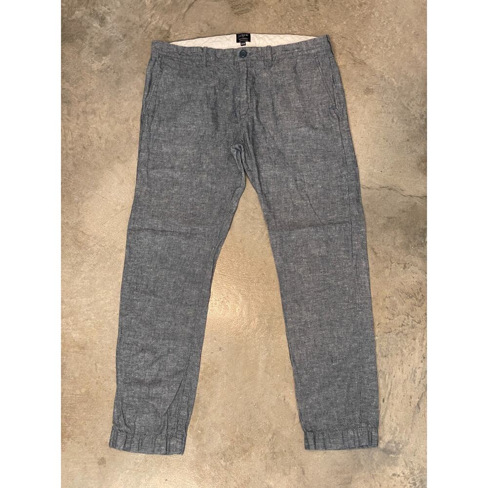 J.Crew Driggs Pants Mens 34x30 Blue Linen Blend Slight Taper Preppy Summer - Picture 2 of 6